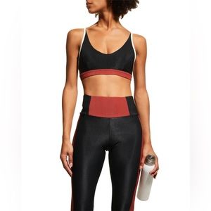 NWT Onzie Color Block Bra Black Warm Pinecone Dark Orange/Red White Sports Bra
